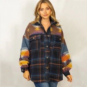 UO BDG‎ flannel shacket Aztec barn coat southwestern Urban Outfitters